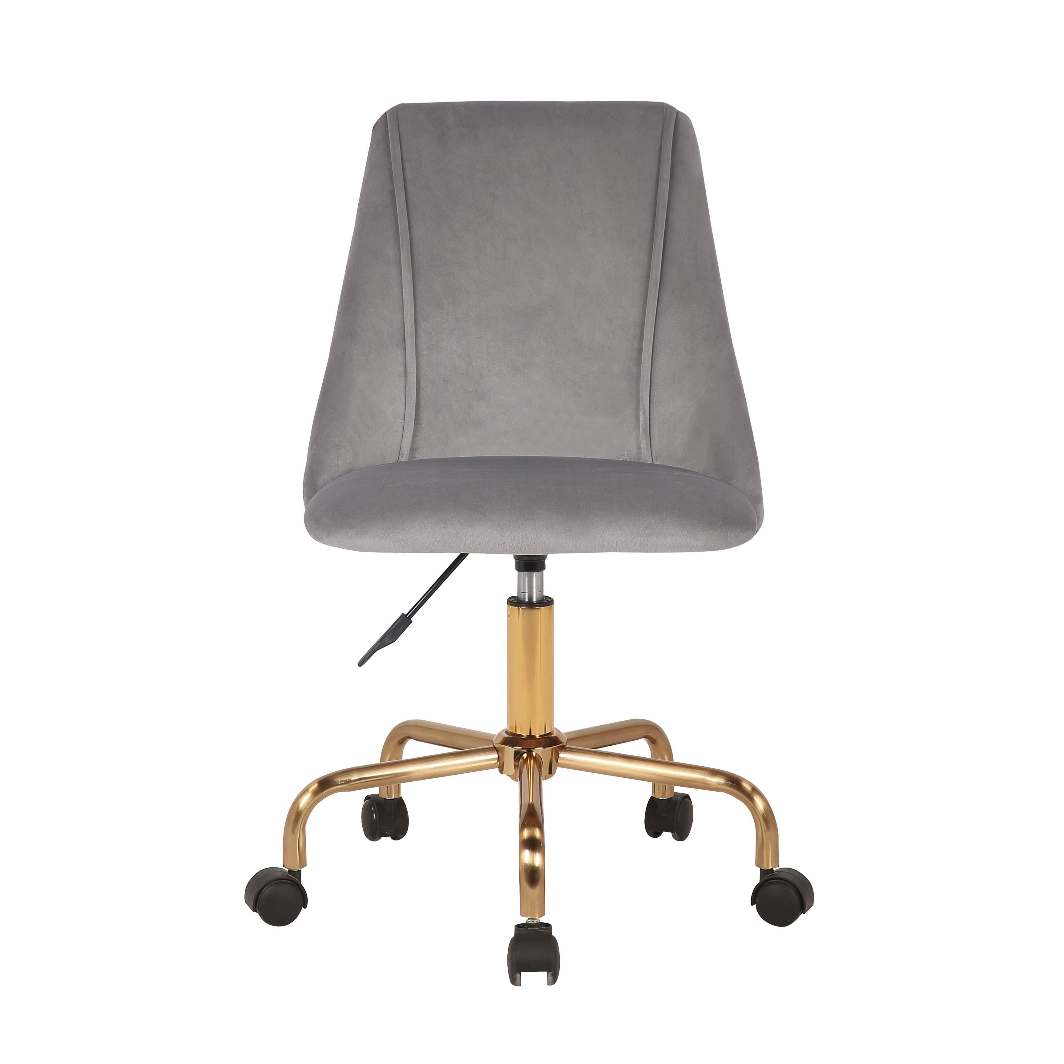 Aqua Velvet Armless Office Chair with Gold Metal Legs Z3768