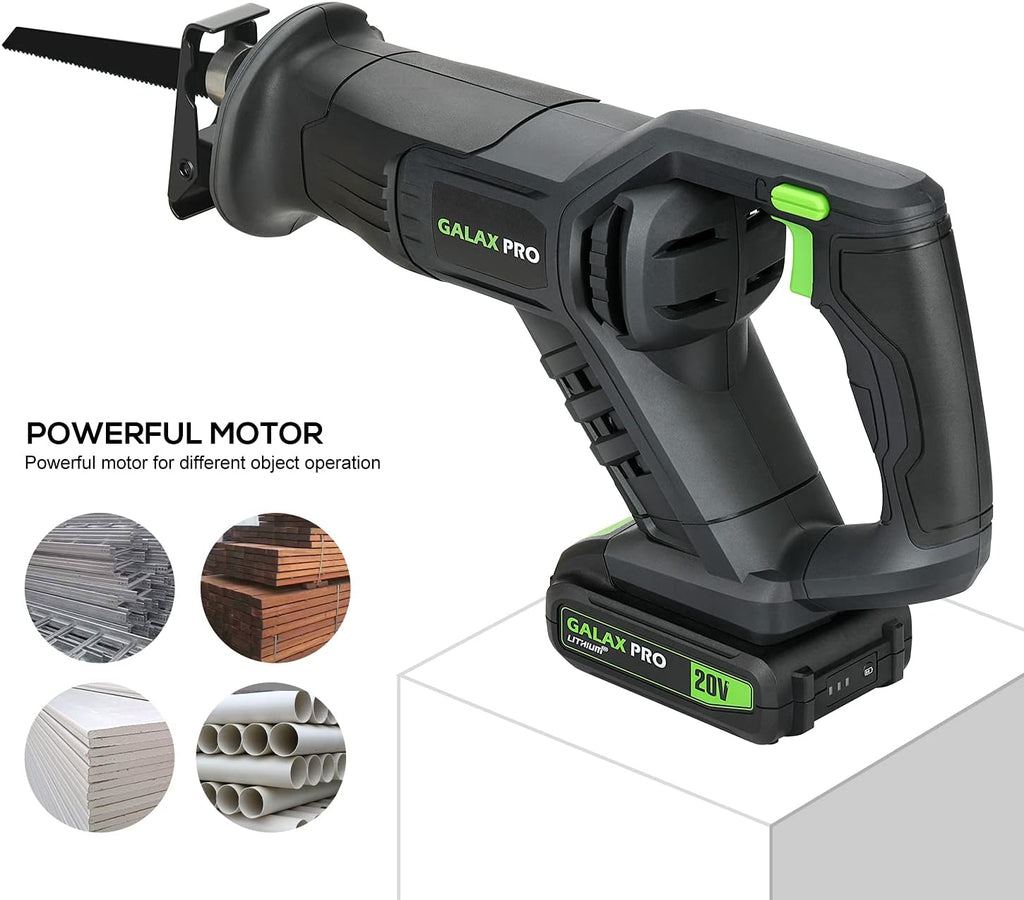 Cordless Reciprocating Saw with 20V 2.0Ah Battery, 6-inch Wood and Metal Saw Blades G9075
