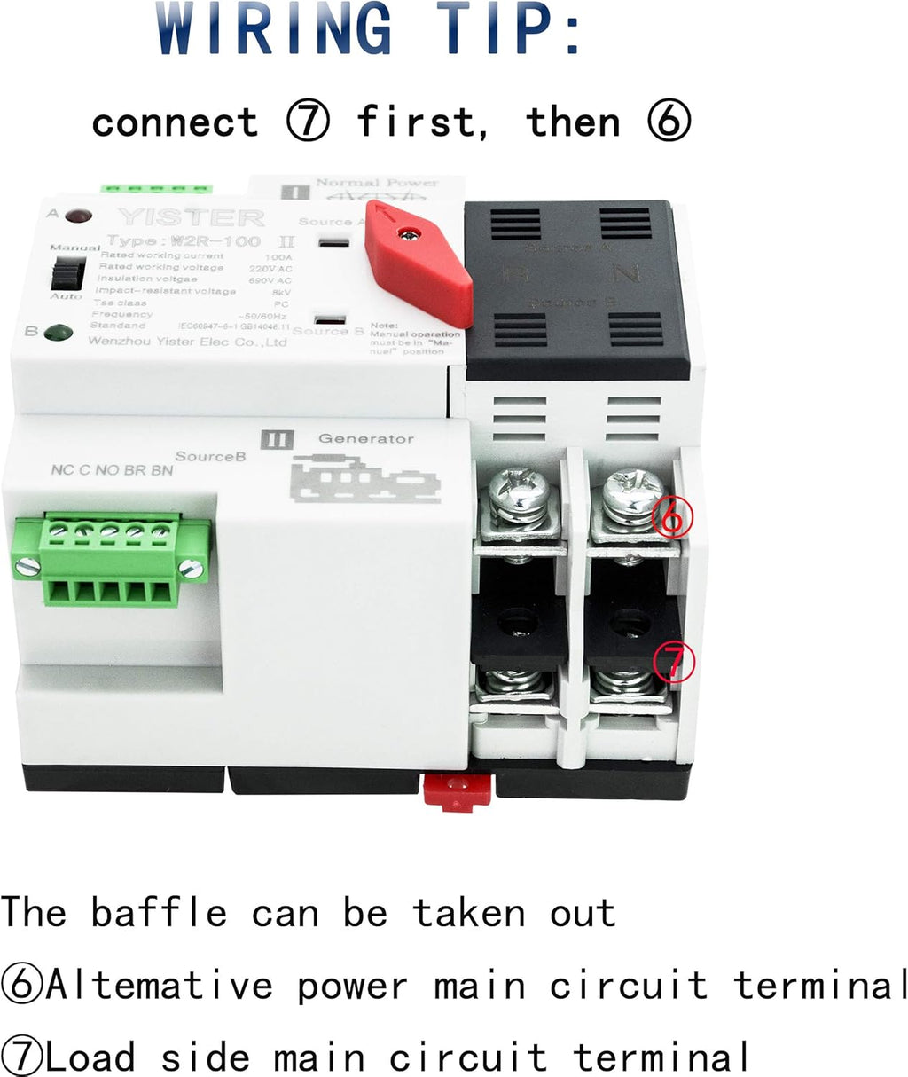 WiFi and RF433 Remote Control Dual Power Automatic Transfer Switch 16-63-100A Rated 220V 240V Din Rail Mounted Controller K73731