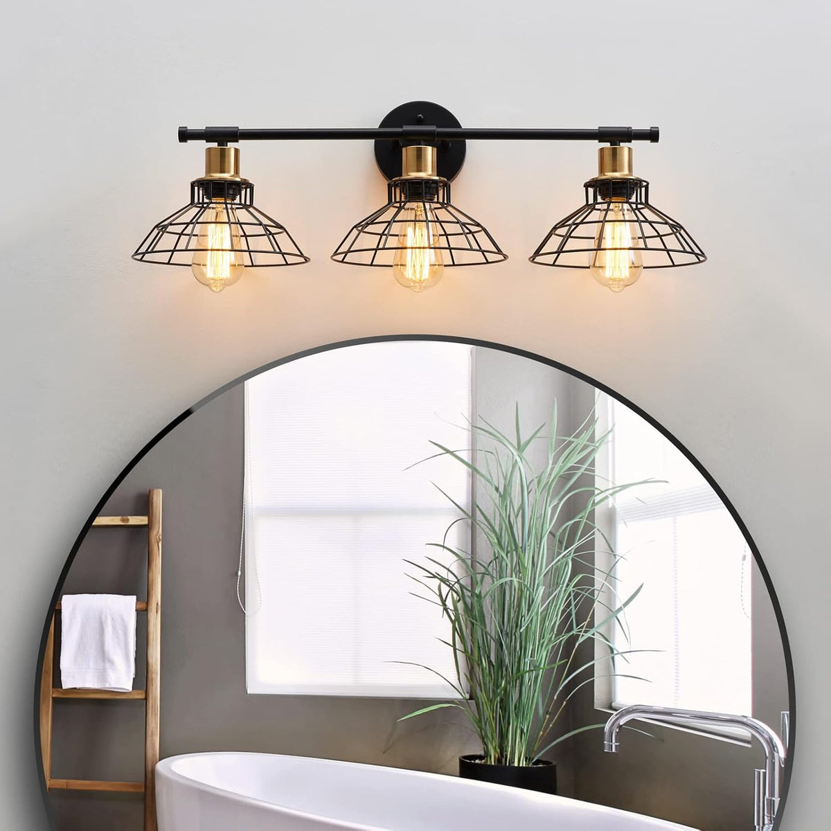 3-Light Black Metal Wall Mounted Bath Vanity Light K8887