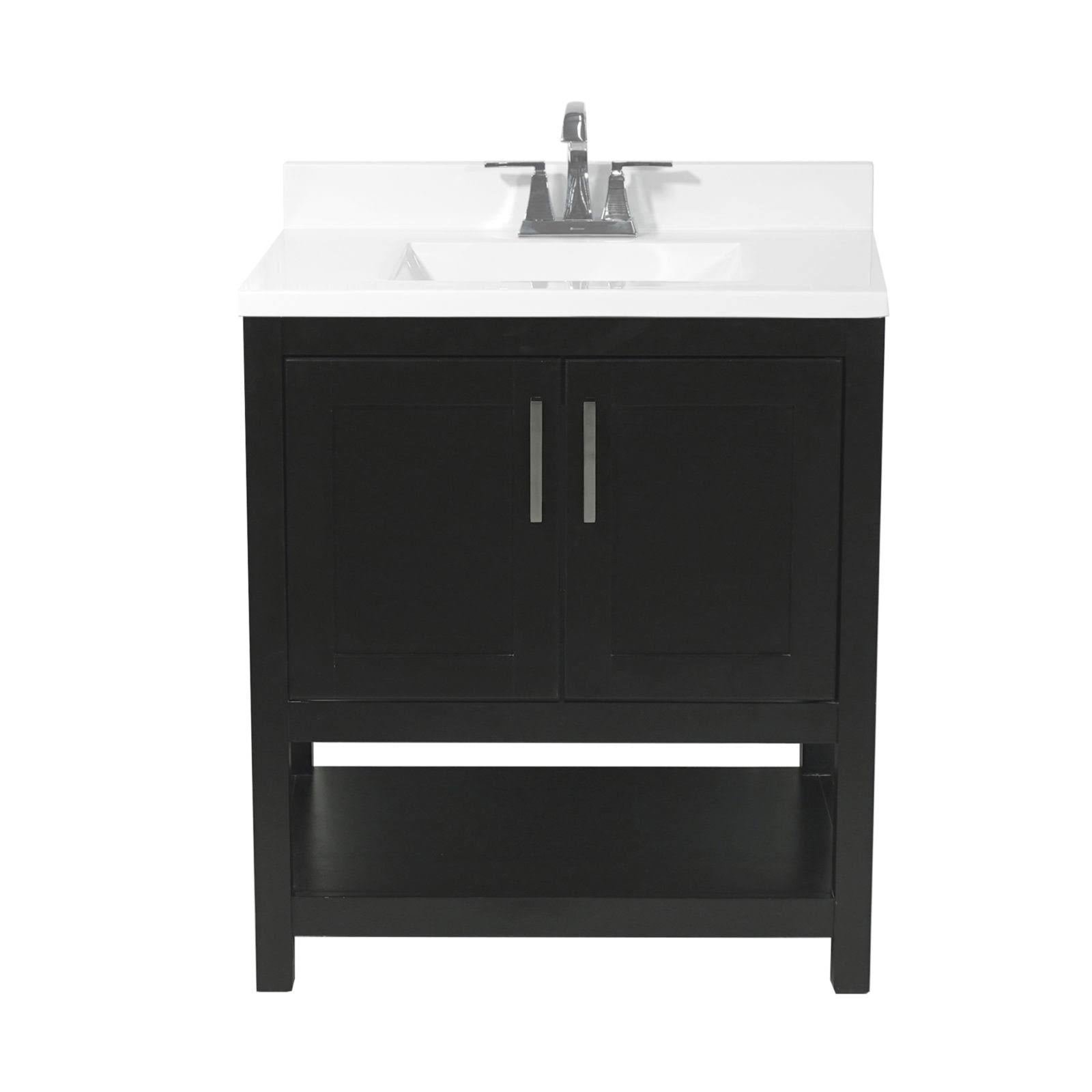 Espresso Bath Vanity with Cultured Marble Top with Backsplash I42727