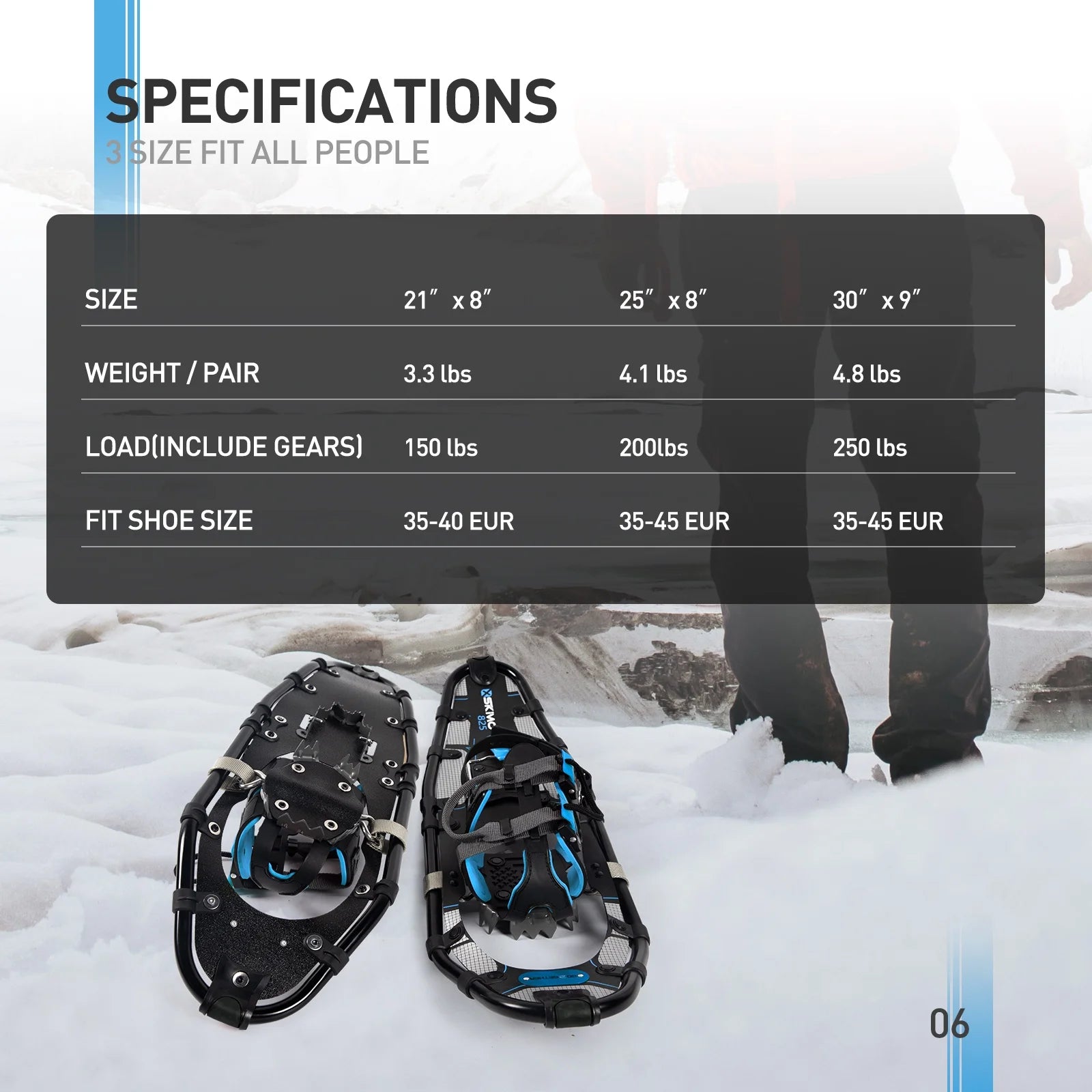 25 Inches Light Weight Snowshoes with Trekking Poles B90595