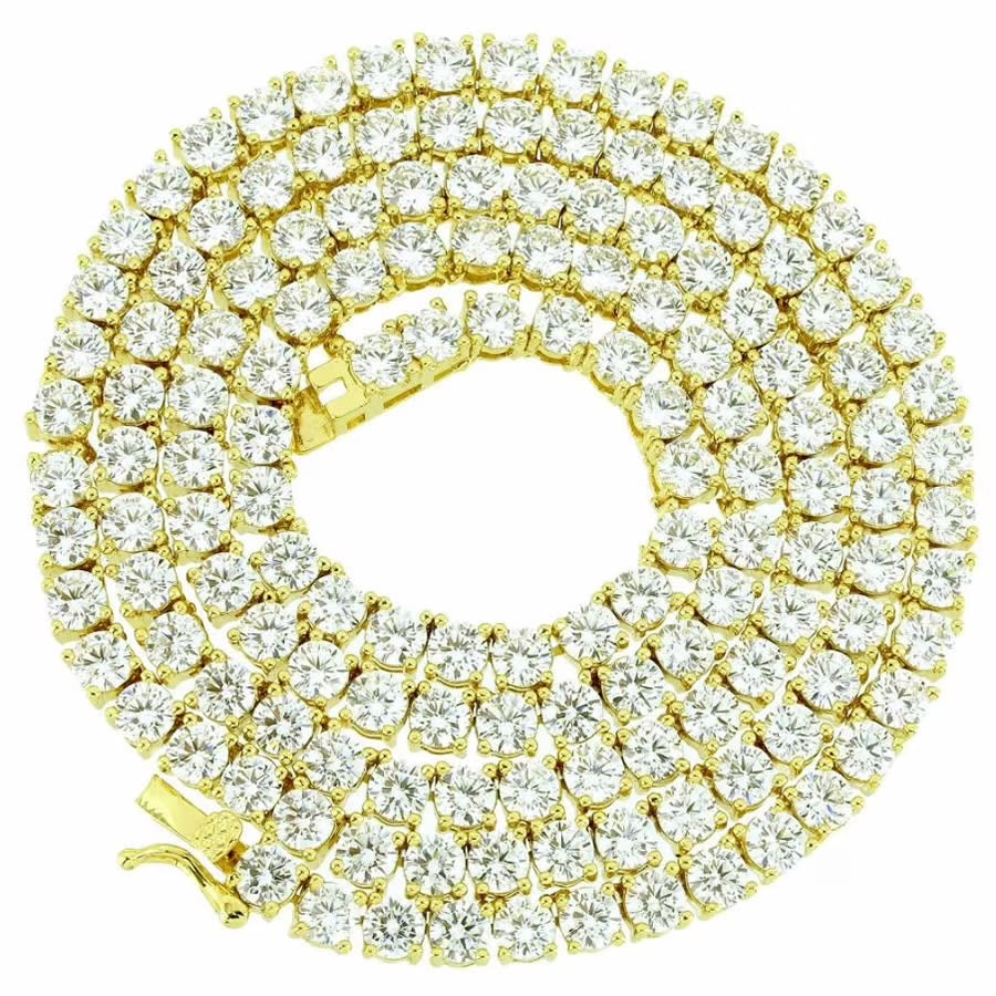 14K Gold Finish Tennis Chain Necklace 30" V959