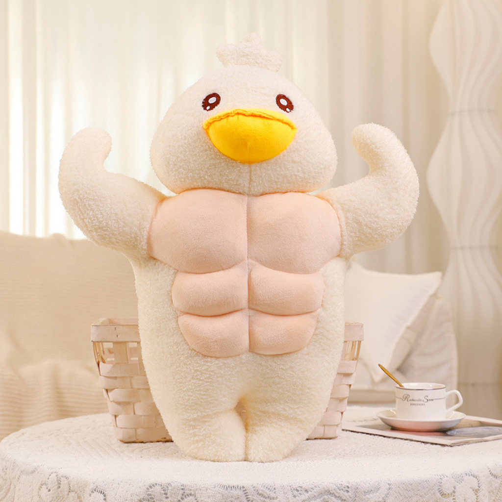 White 3D Muscular Duck Plush 21.6in H813741