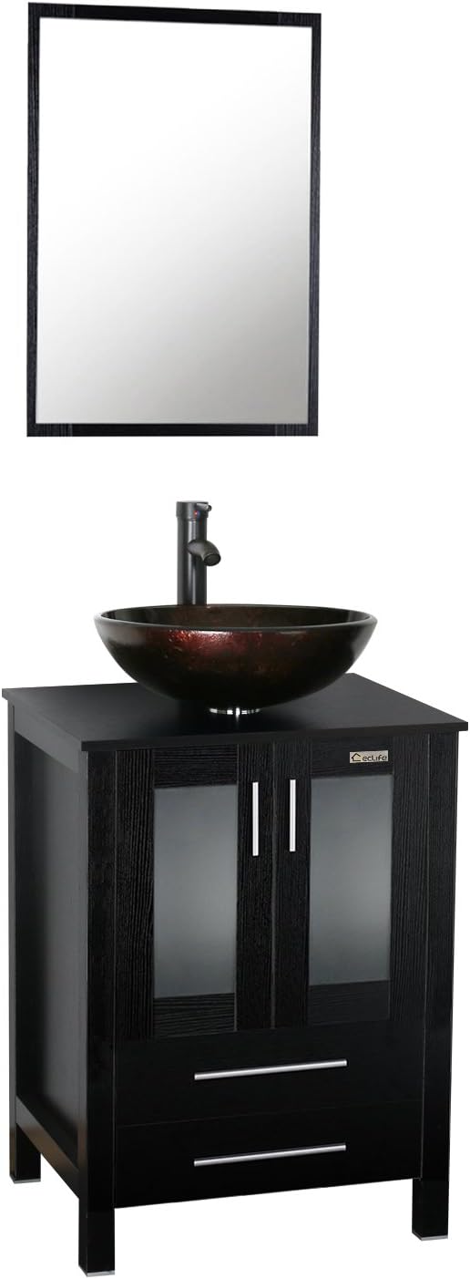24'' White Bathroom Vanity and Sink Combo with Solid Brass Faucet K595