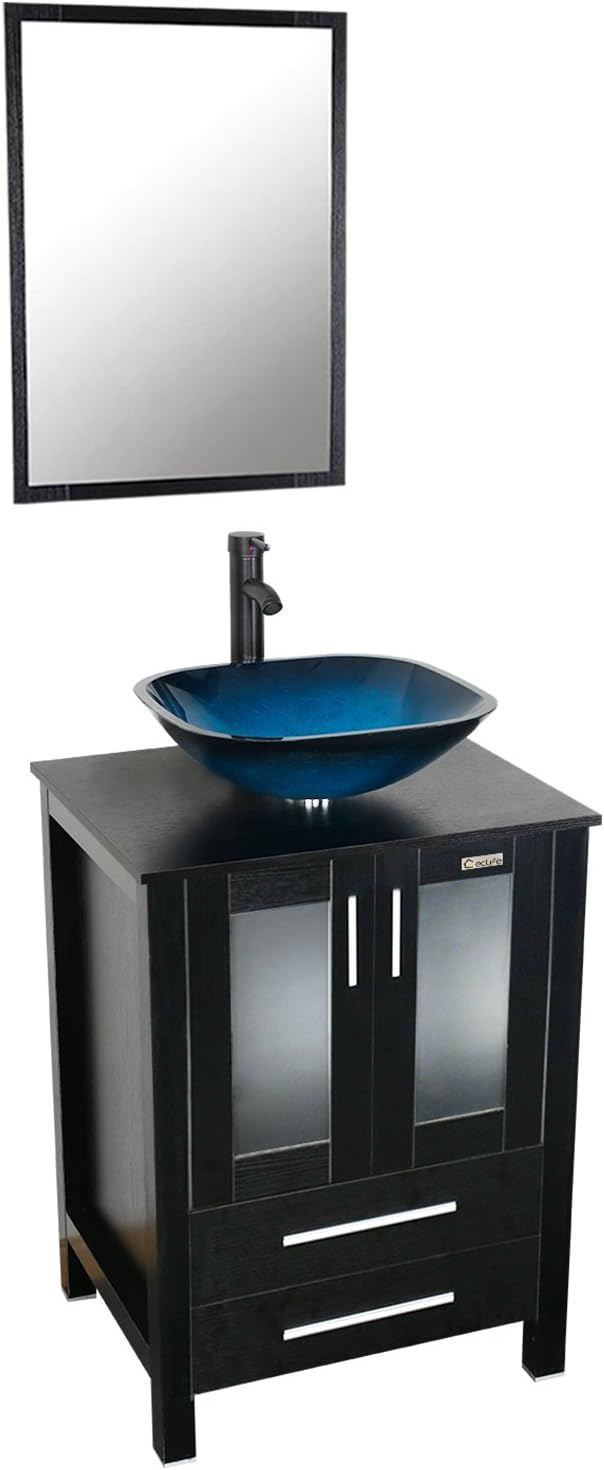 24'' White Bathroom Vanity and Sink Combo with Solid Brass Faucet K595
