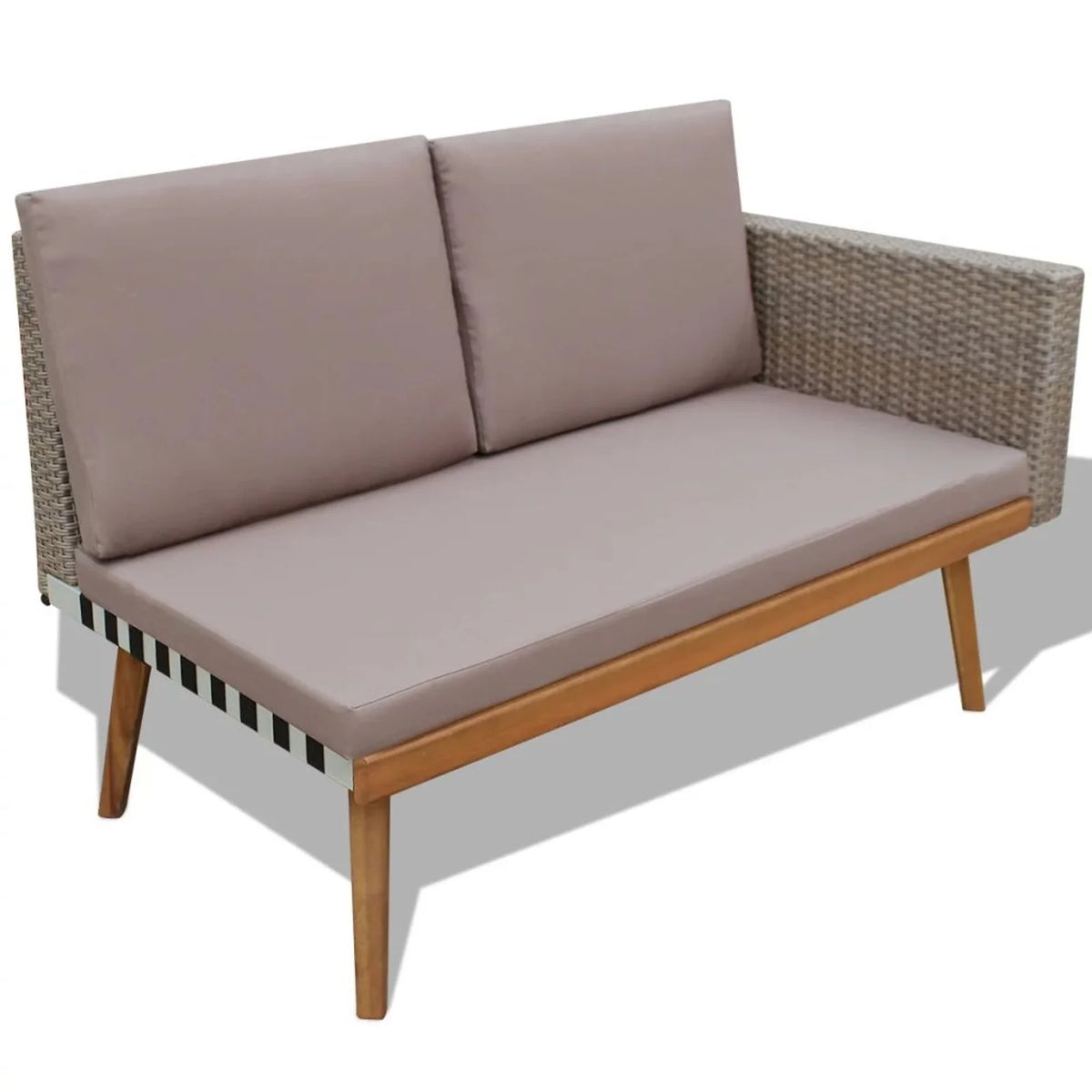 4 Piece Gray Poly Rattan Outdoor Sectional Sofa with Coffee Table and Cushions V1997