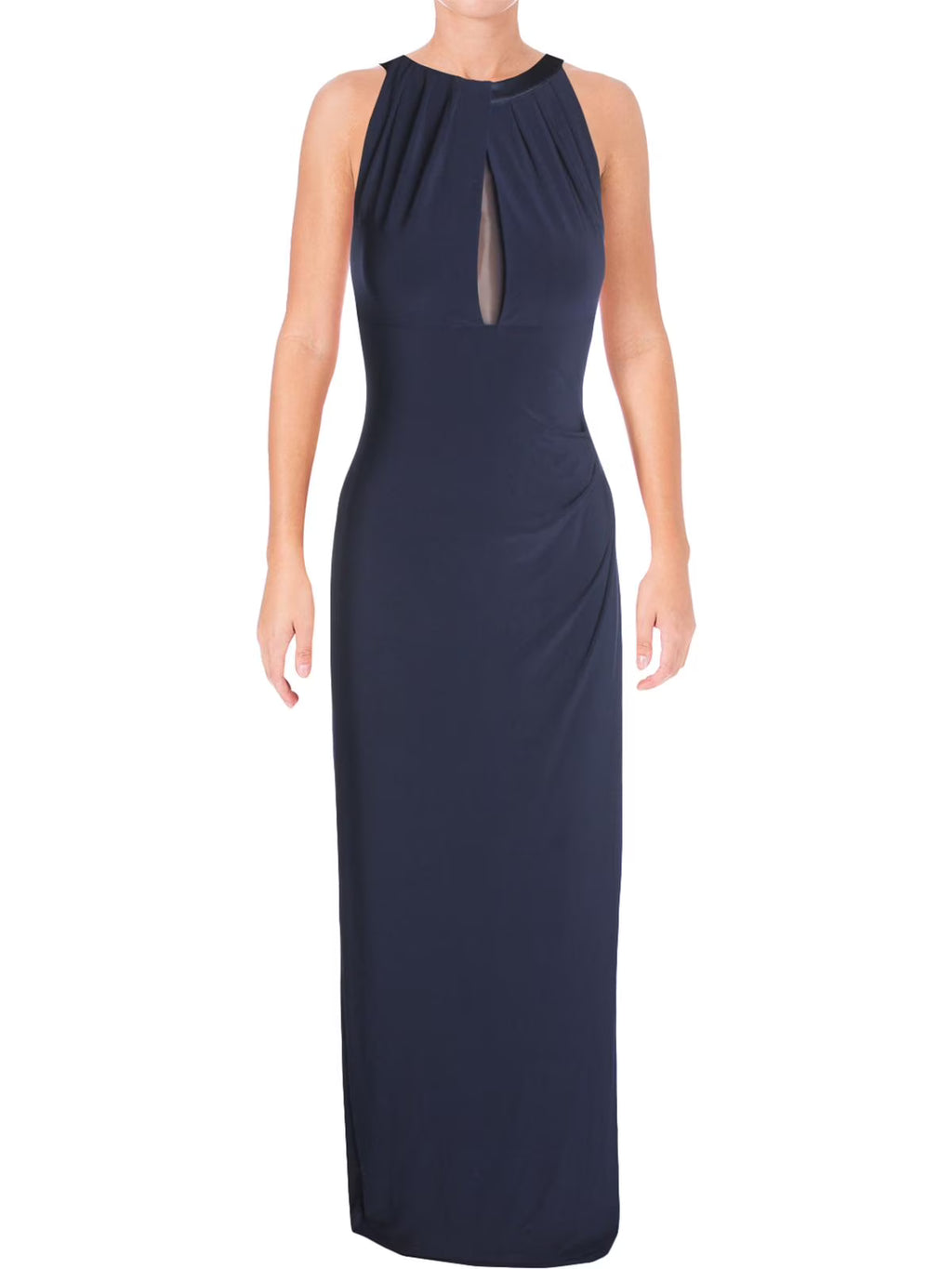 Mesh Back Jersey Column Gown Q8635