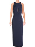 Mesh Back Jersey Column Gown Q8635