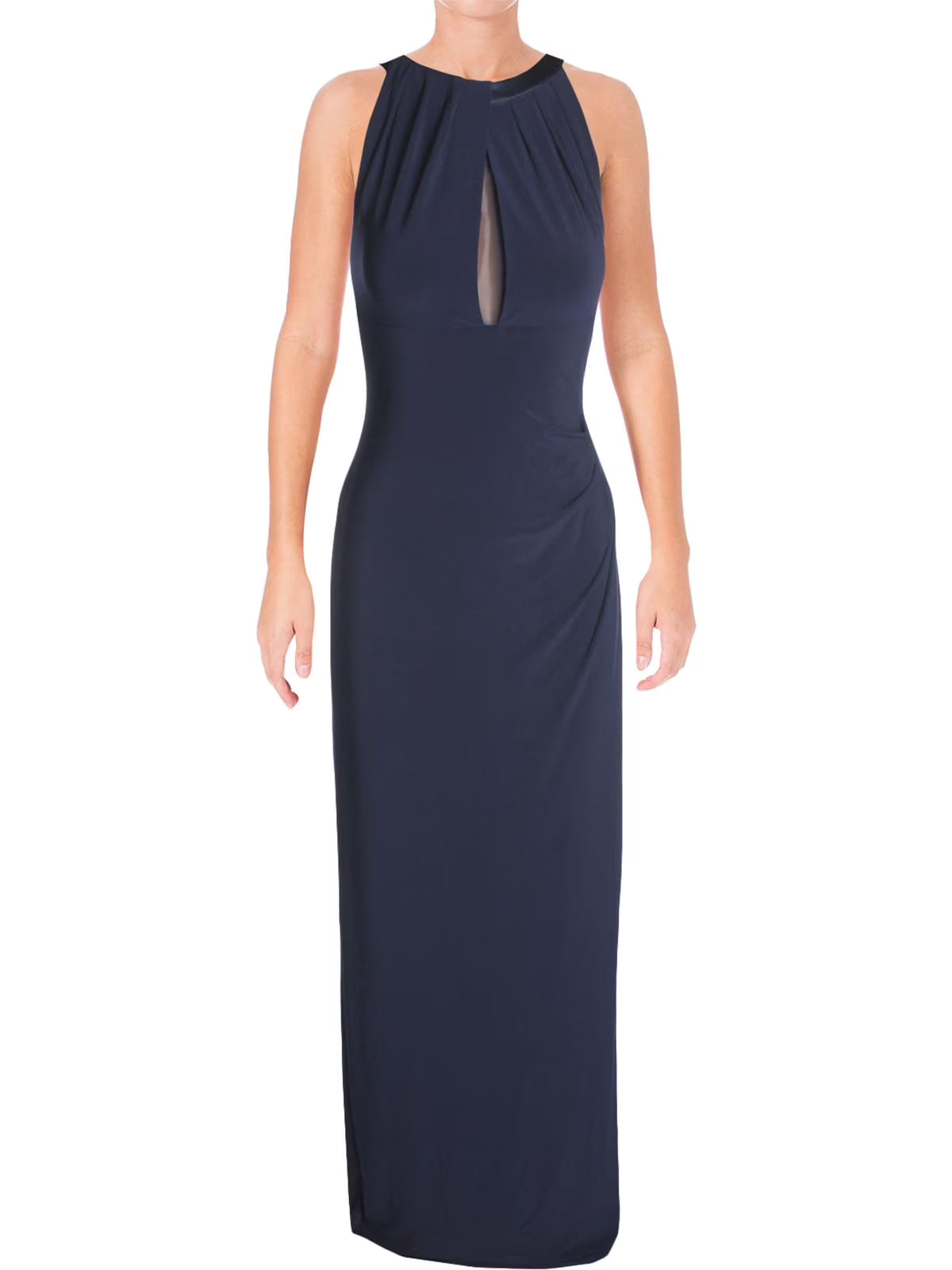 Mesh Back Jersey Column Gown Q8635