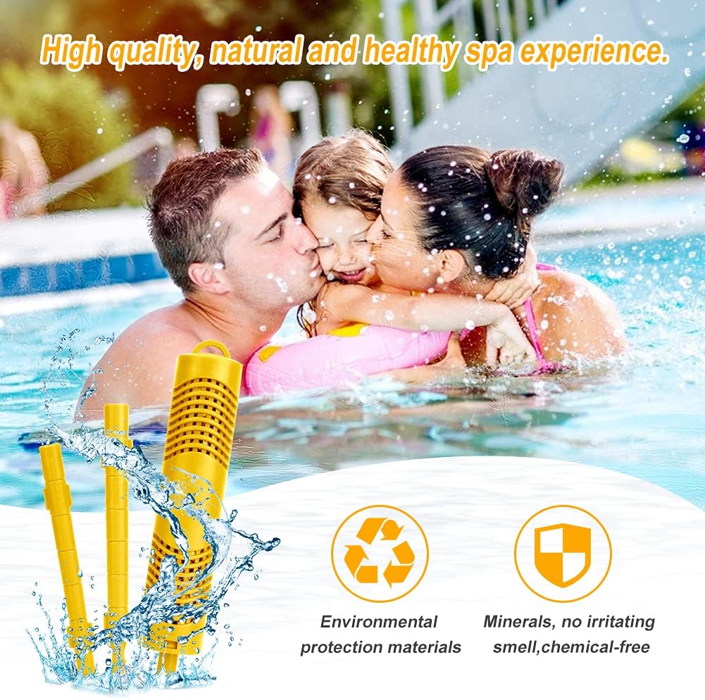 Spa Mineral Stick 4 Pack Hot Tub Filter with 4 Months Lifetime Cartridge Universal (Yellow) Pack of 2 F643