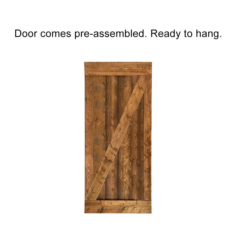 Weather Gray Stained Wood Interior Sliding Barn Door with Hardware Kit X7664