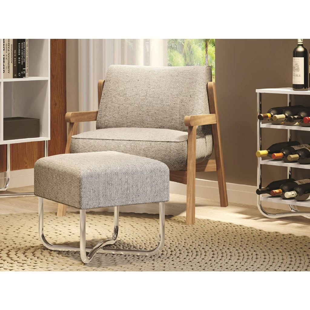 Light Gray Linen Fabric Bench U83287