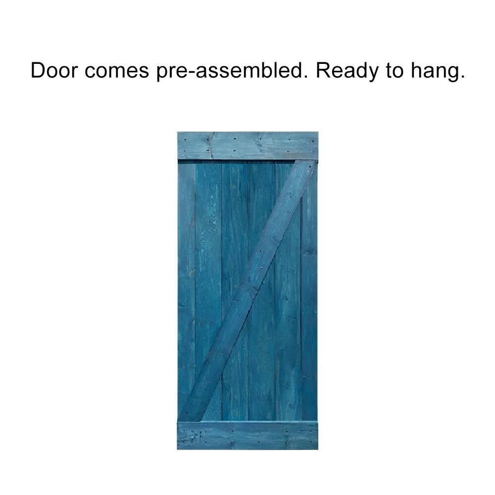 Weather Gray Stained Wood Interior Sliding Barn Door with Hardware Kit X7664