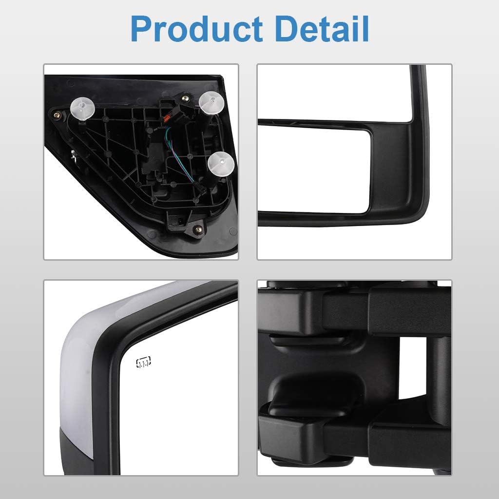 Chrome Housing Heated Power Towing Mirrors for Ford F-150 P99669