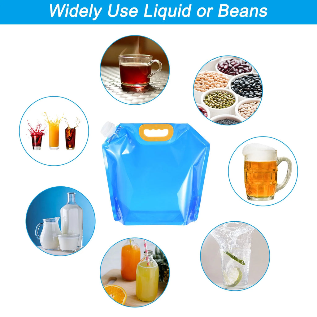 10L Collapsible Water Container Bag, 4 Pack Clear Blue I400