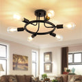 Black 6 Lights LED Semi Flush Mount Ceiling Light U52101