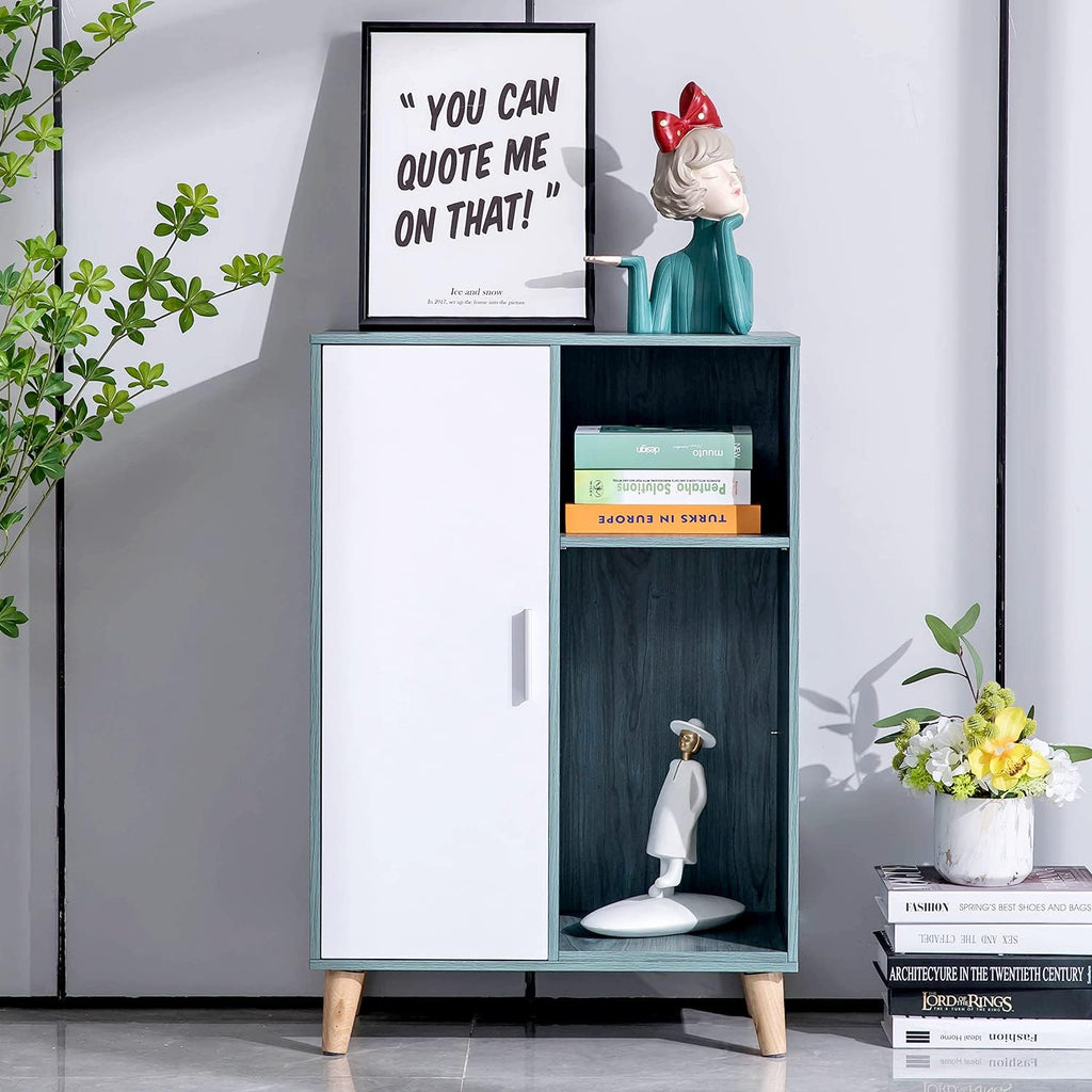 Wood Console Table with One Door and Adjustable Shelves B567026