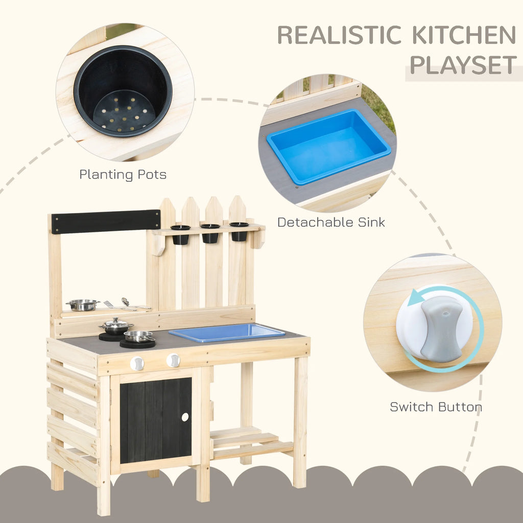 Outdoor Wooden Kitchen Play Set with Removable Sink X935698
