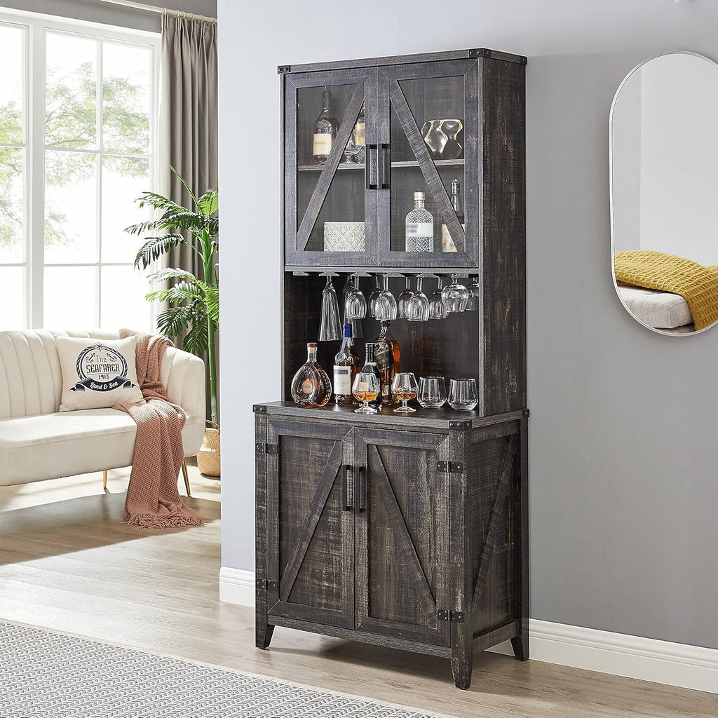 Mahogany Bar Cabinet with Upper Glass Cabinet O870593