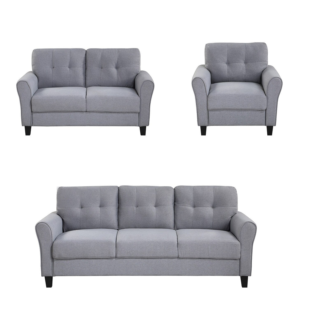 Light Grey-Blue Sofa Set with Armchair, Loveseat and 3-Seat Sofa X6989