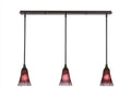 Three Light Mini Pendant with Bronze Finish and Raspberry Crystal Glass G250388