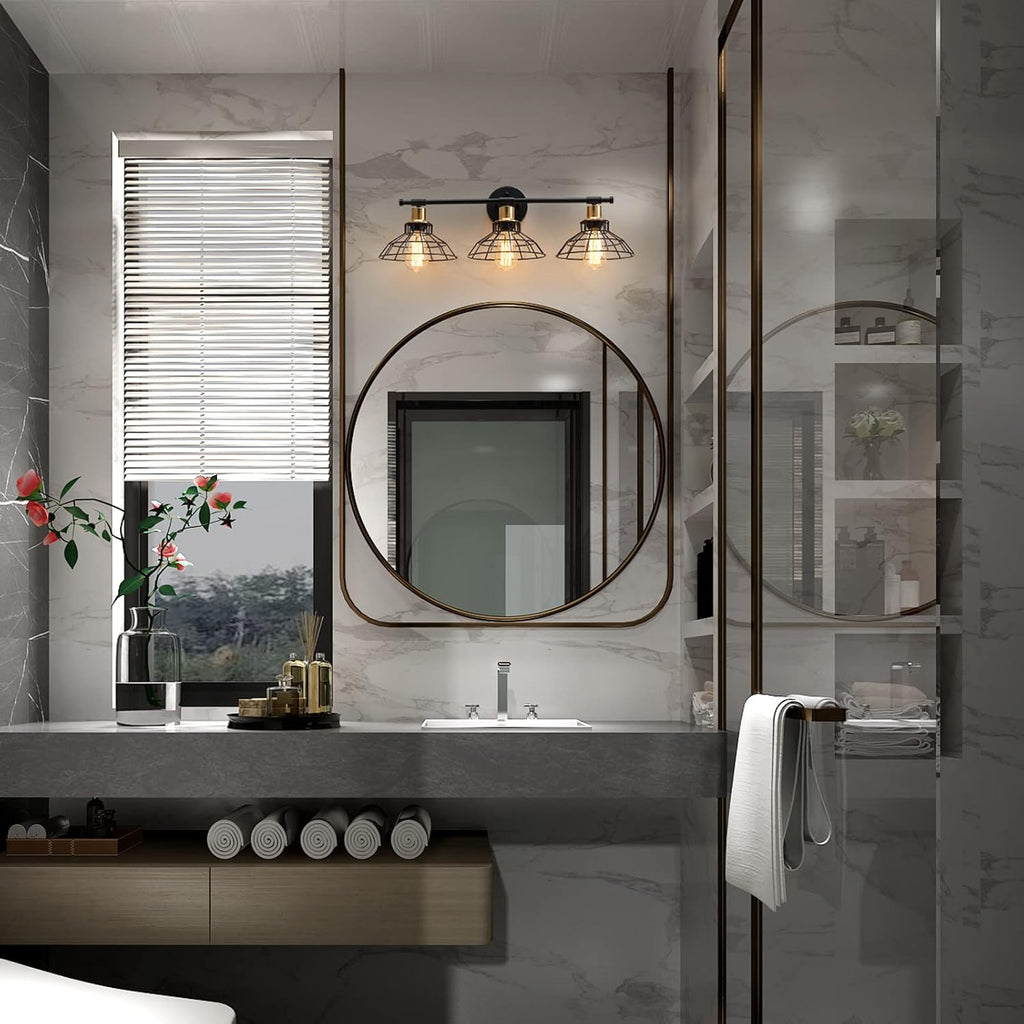 3-Light Black Metal Wall Mounted Bath Vanity Light K8887