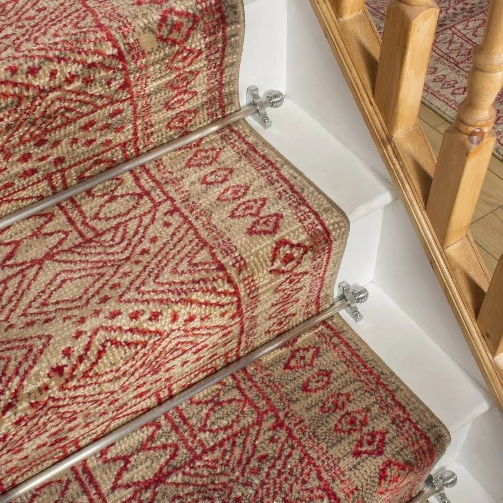 Taupe / Red Stair Carpet Runner, 3 Foot C529572