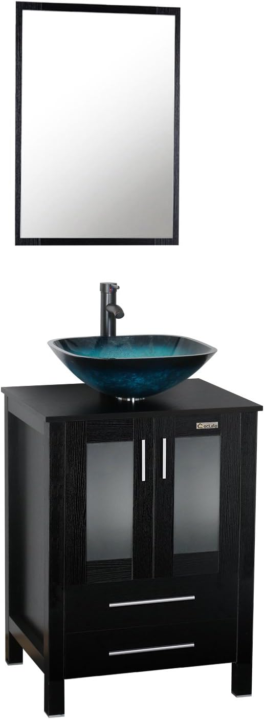 24'' White Bathroom Vanity and Sink Combo with Solid Brass Faucet K595