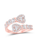 Baguette Diamond Cuff Bypass Heart Ring 5/8 Cttw Y221870