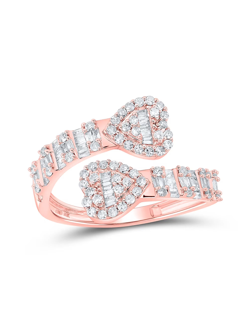 Baguette Diamond Cuff Bypass Heart Ring 5/8 Cttw Y221870