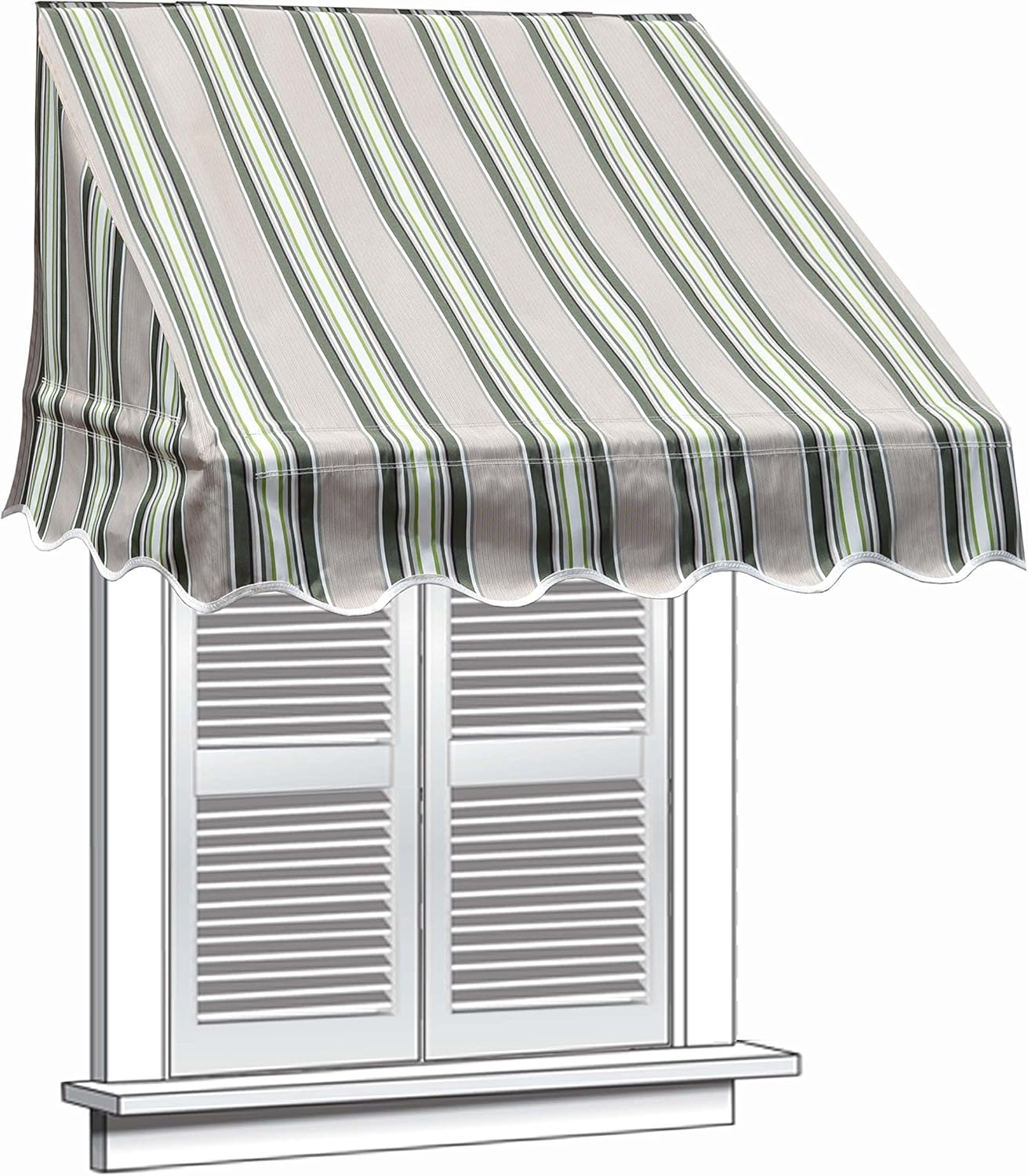 Multi-Stripe Green Window Canopy Awning Pack of 2 Q819337