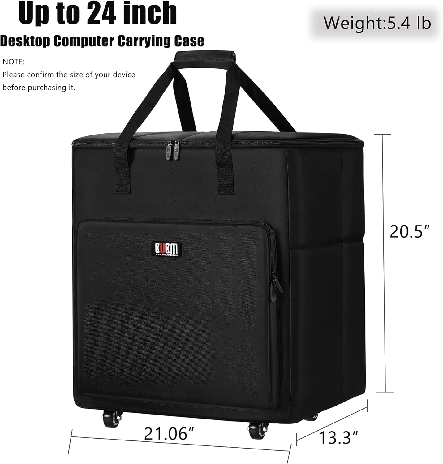 Black Desktop Computer Tower PC Carrying Case Travel Storage Bag with Wheels O9742