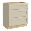Cream Painted Plywood Shaker Base Kitchen Cabinet 3 Drawers 24 in. x 34.5 in. D641