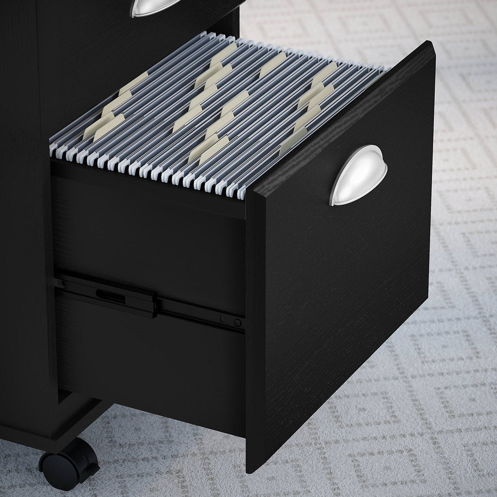 Black Suede Oak 2 Drawer Mobile File Cabinet E155