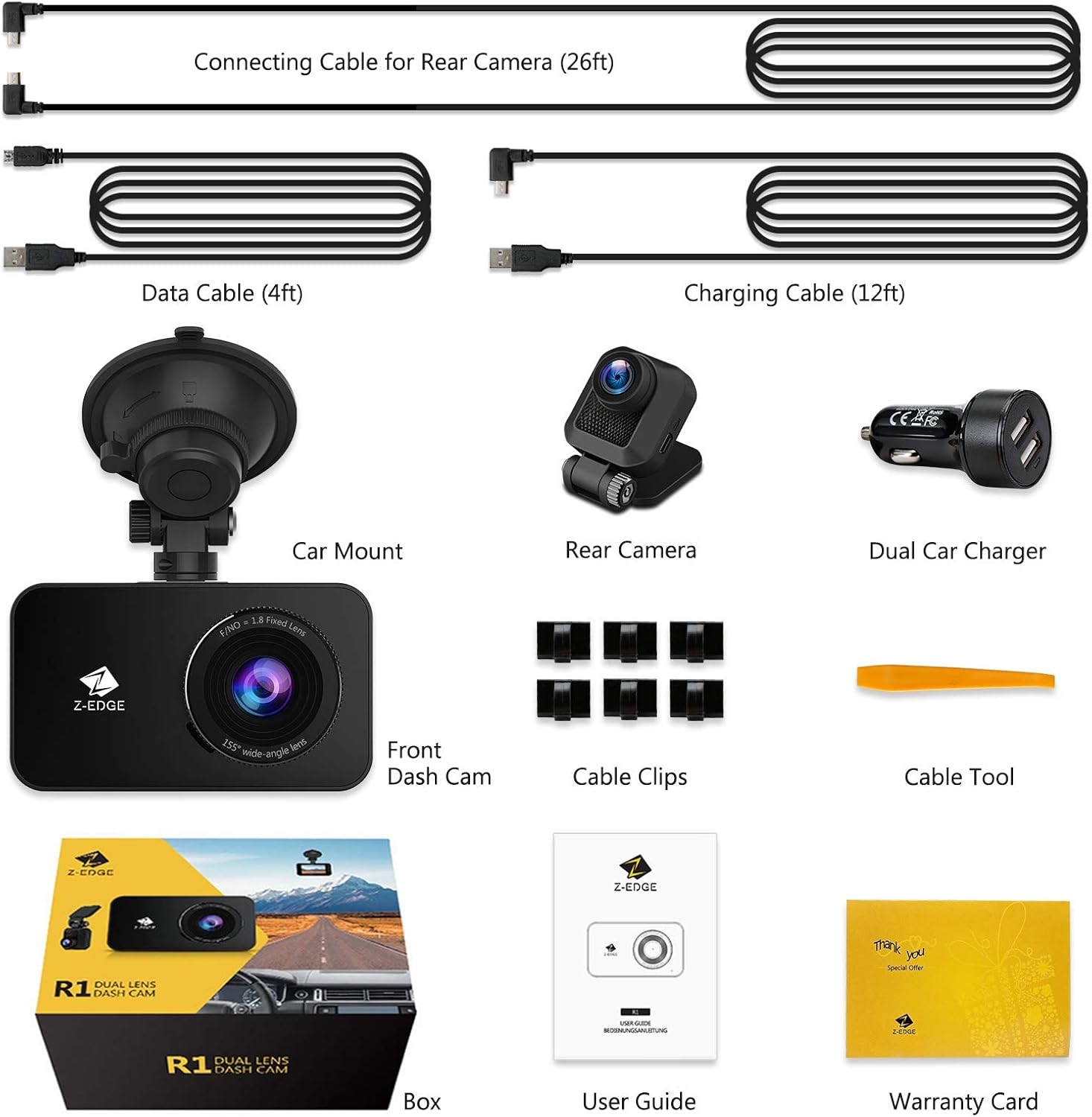 WiFi Dash Cam Front and Rear Dual Cam Car DVR Q80593