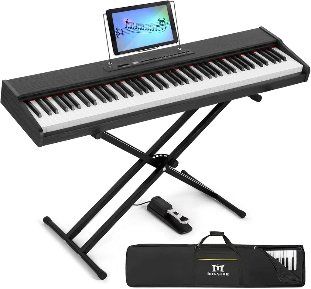 88 Weighted Keys Digital Piano with Stand, Semi Weighted Electric Piano, Black F96570