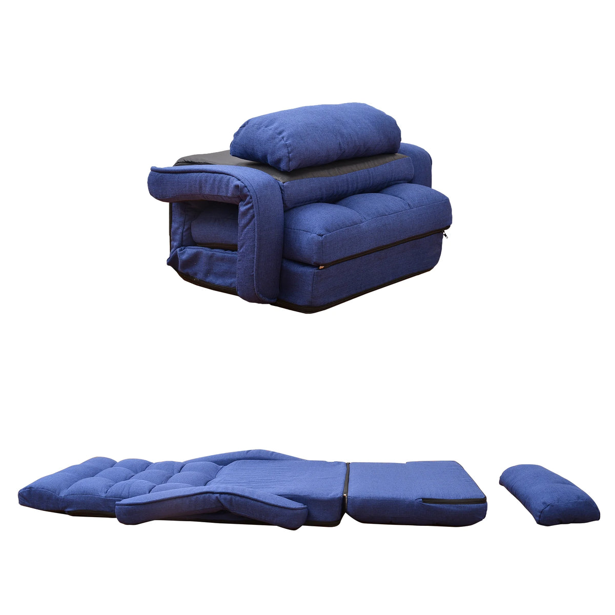 Blue Folding Gaming Sofa Recliner Chair with Pillow A1956