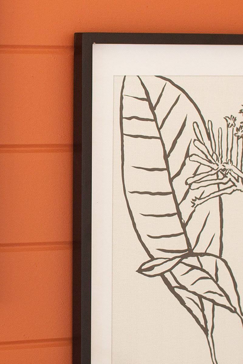 Set of Two Framed Black Leaves Prints Under Glass R168