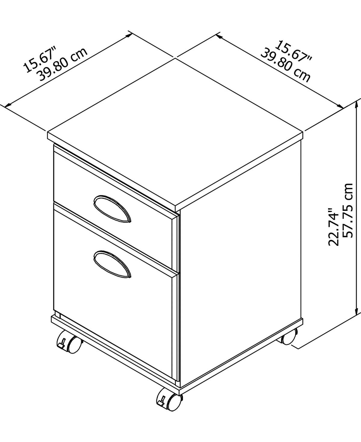 Black Suede Oak 2 Drawer Mobile File Cabinet E155