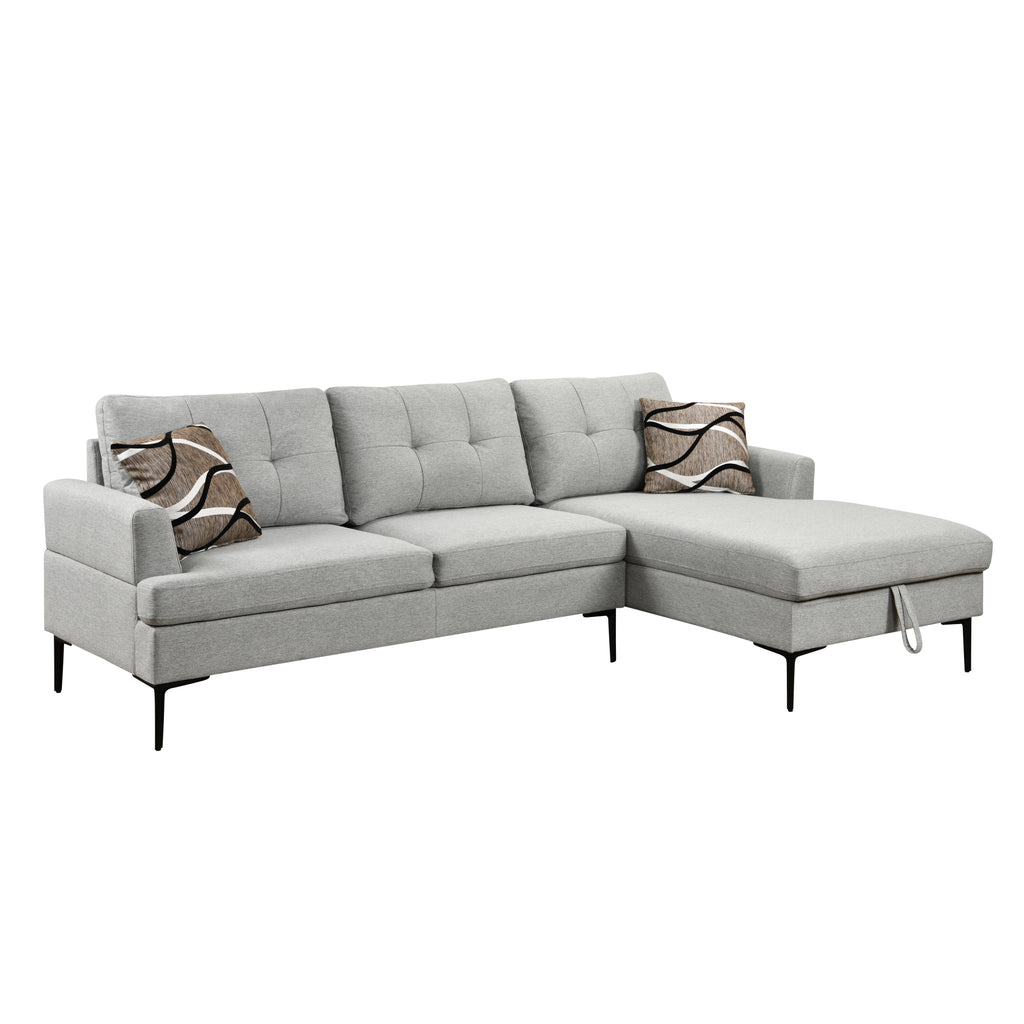 Light Gray L Shaped 3 Seater Sofa with Chaise and Storage D99456
