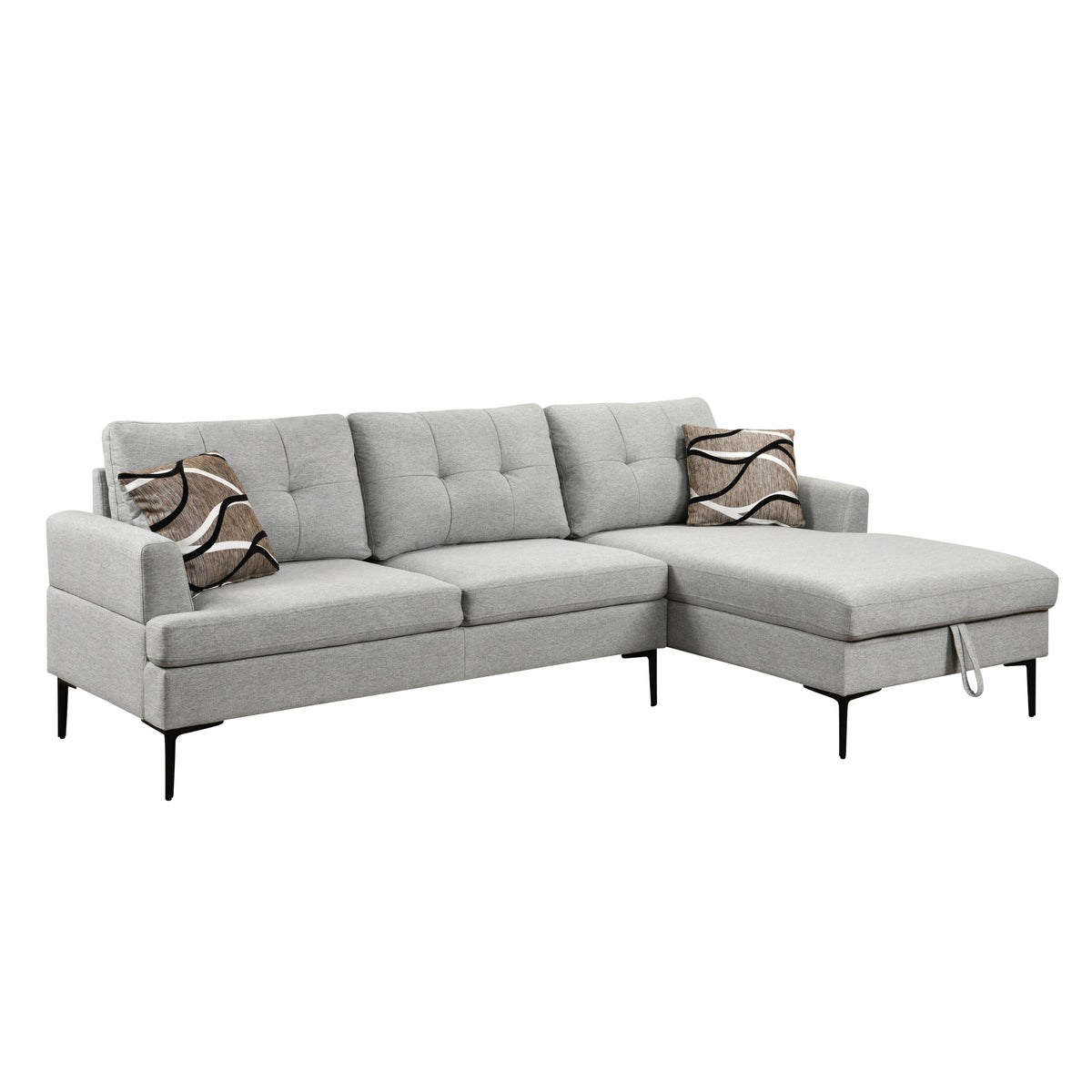 Light Gray L Shaped 3 Seater Sofa with Chaise and Storage D99456