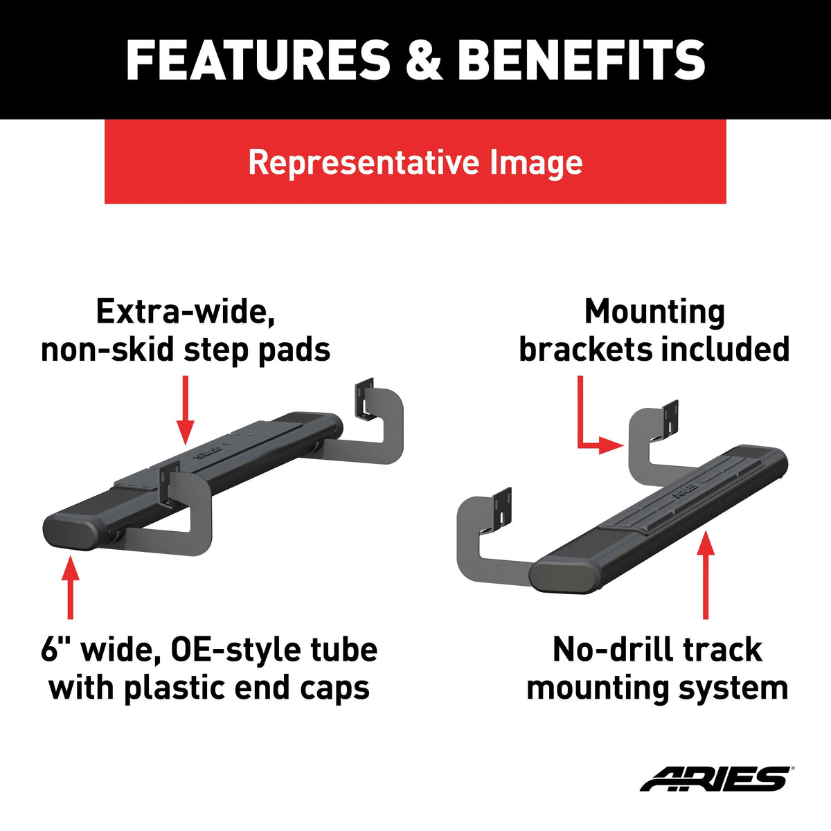 Oval Black Aluminum Nerf Bars for Ford F-150 O626725