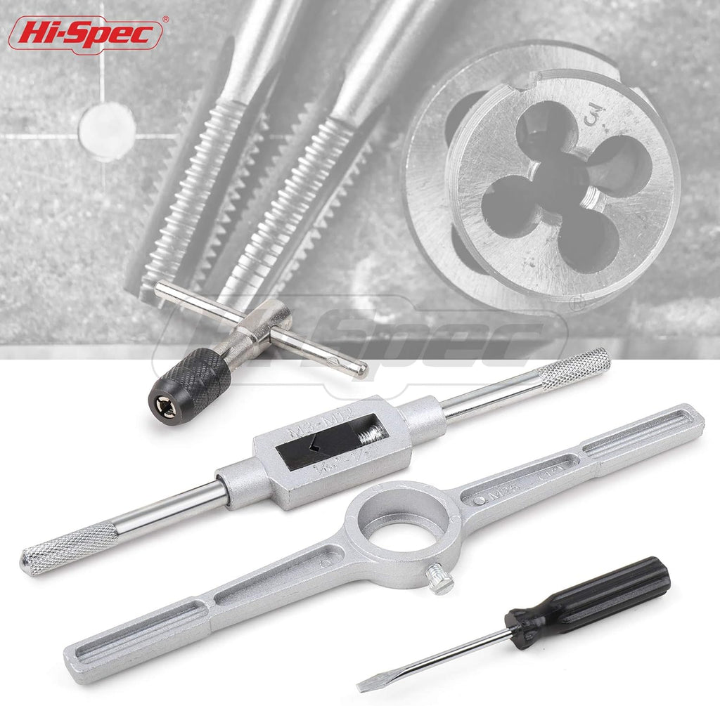 39 Piece SAE & Metric Tap & Die Set with Screw Pitch Gauge in Tray Case T6221