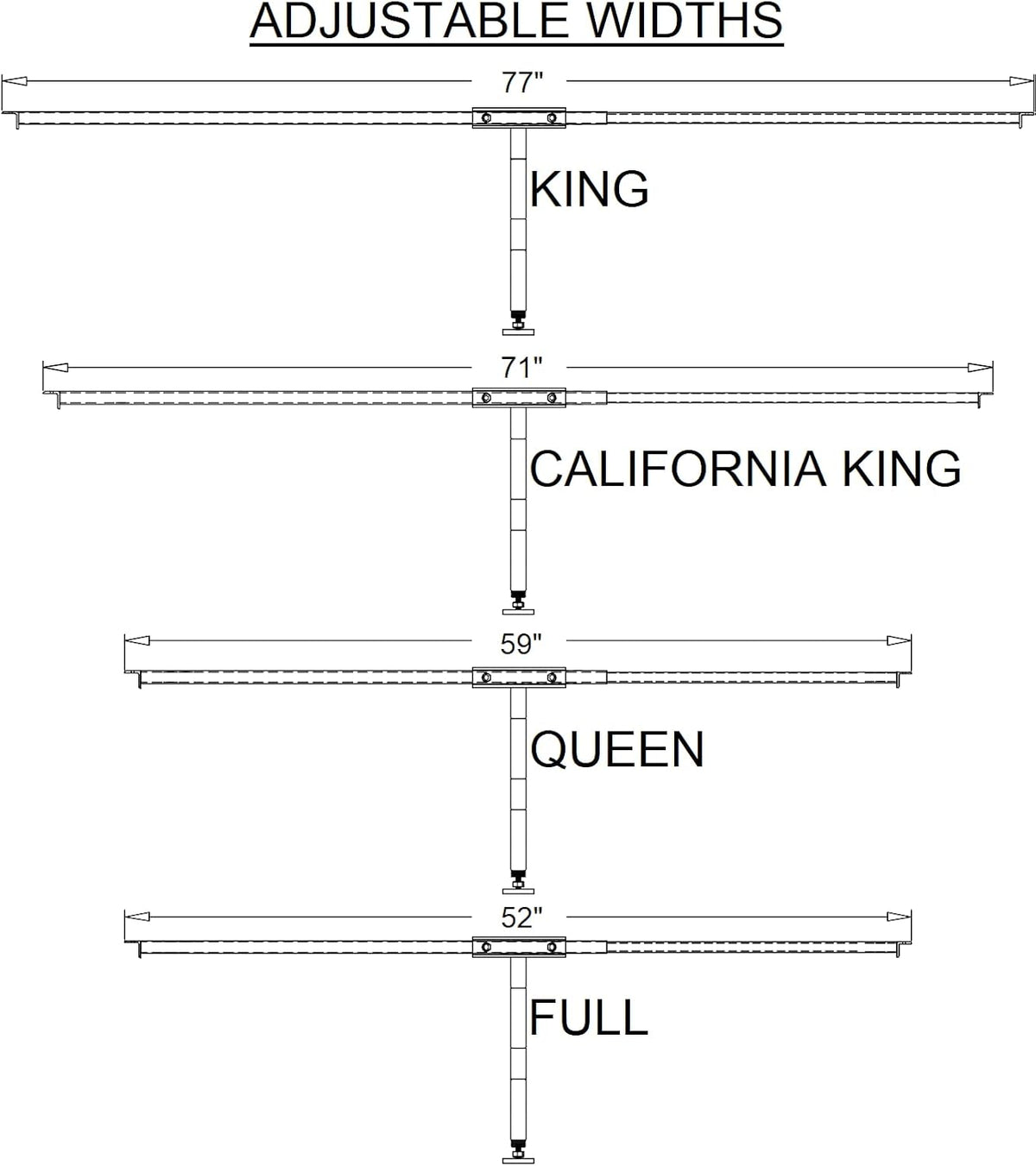 Universal Size Adjusts from Full to Cal King Mattress Slats M9182