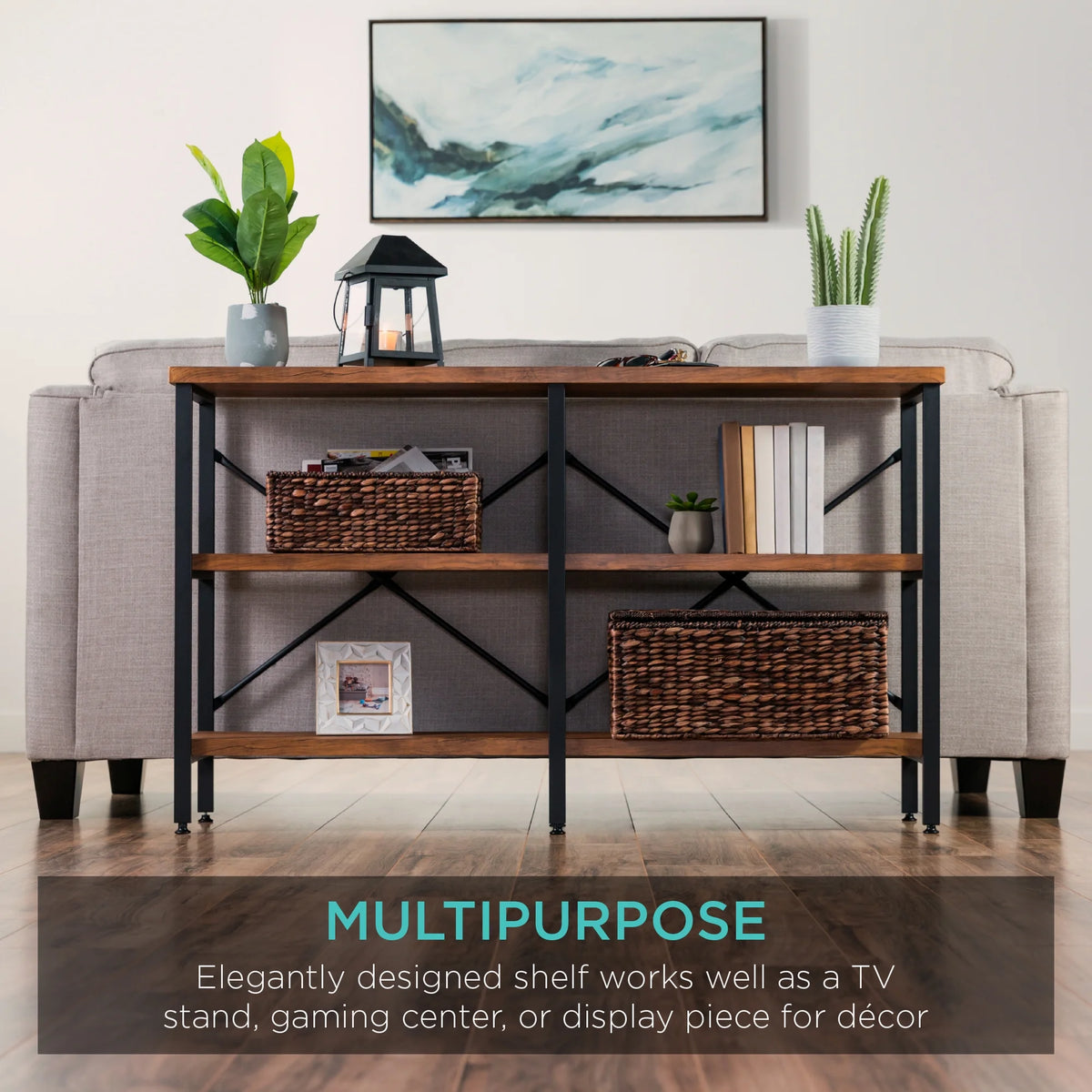 Rustic 3-Tier Console Table with Non-Scratch Feet T820271