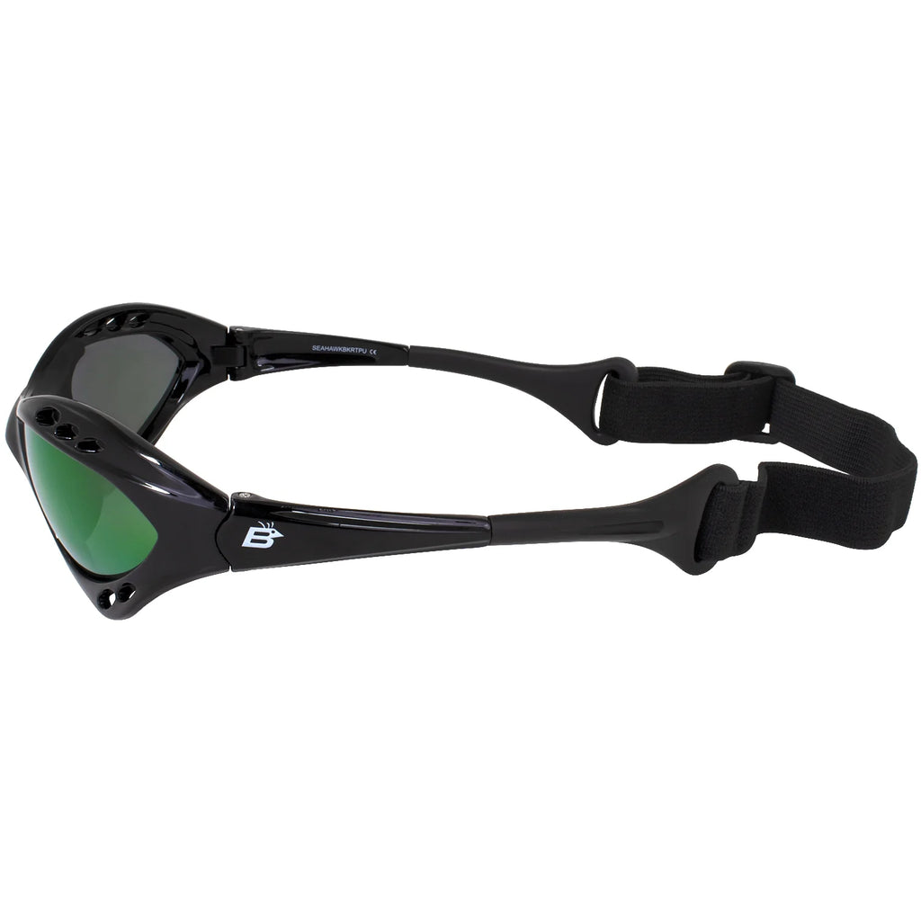 3 Pairs Padded Polarized Sunglasses with Strap Black Frame Blue Purple Green Mirror Lenses Z306462