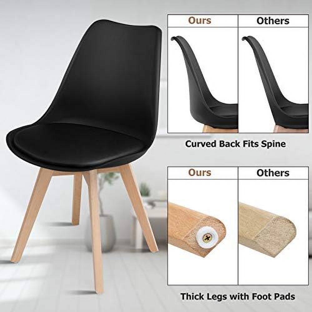 Set of 4 Upholstered Dining Chairs with Padded Seat and Solid Wood Legs P1802