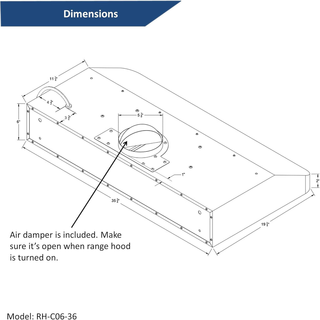 Stainless Steel Under Cabinet Range Hood with 2 LED Lights E92770