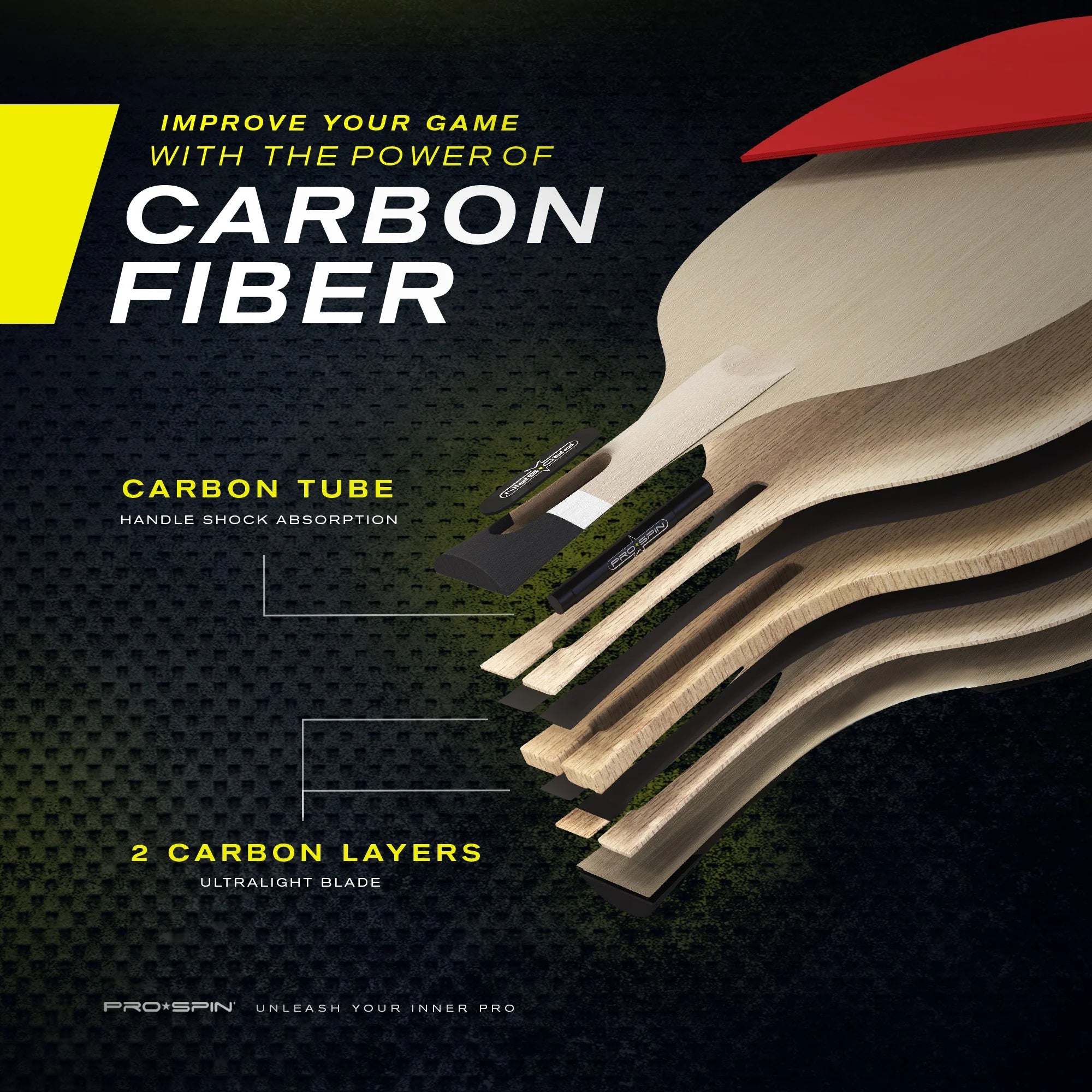 Carbon Fiber Ping Pong Paddle with Penhold Grip N9523